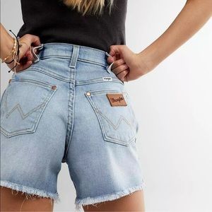 Wrangler Hi Rise Cut Off A Line Denim Jean Shorts
